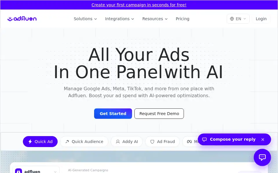 Screenshot of adfluen.com