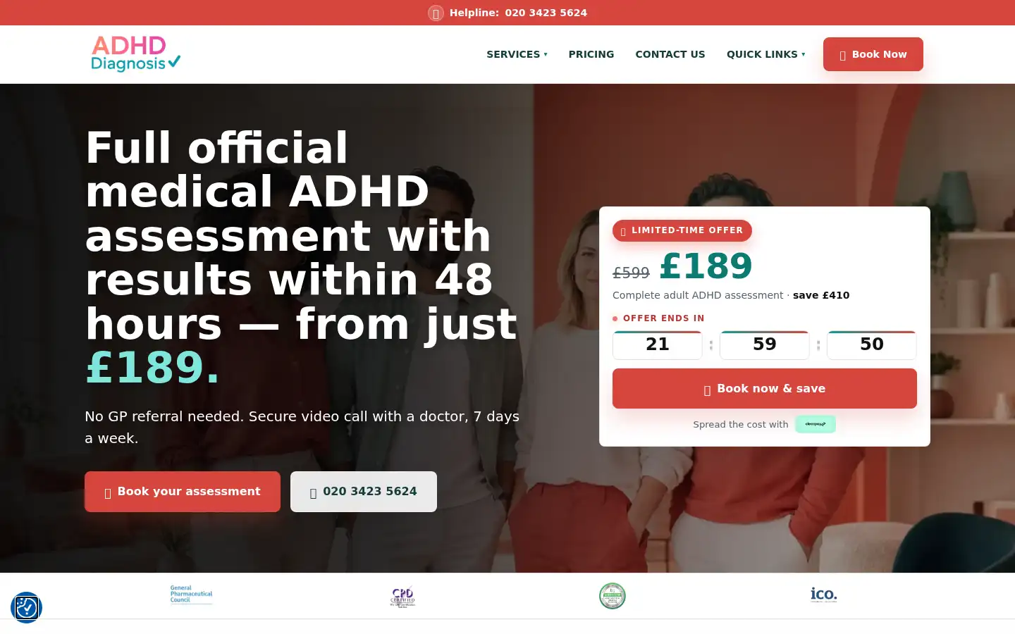Screenshot of adhddiagnosis.co.uk