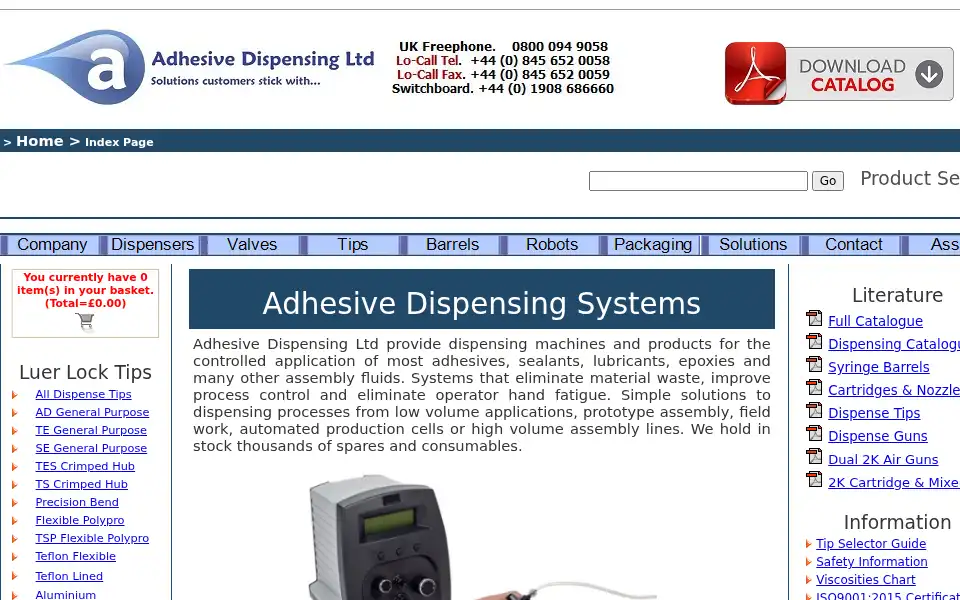 Screenshot of adhesivedispensers.co.uk