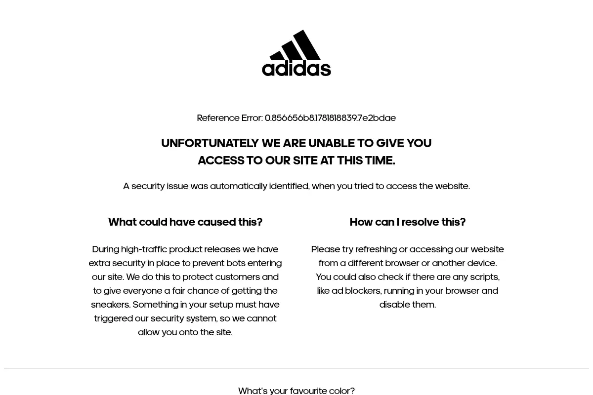 Screenshot of adidas.com