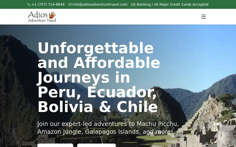 Screenshot of adiosadventuretravel.com