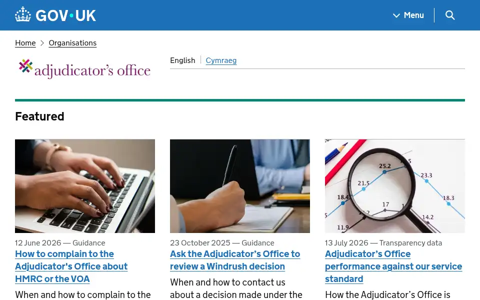 Screenshot of adjudicatorsoffice.gov.uk