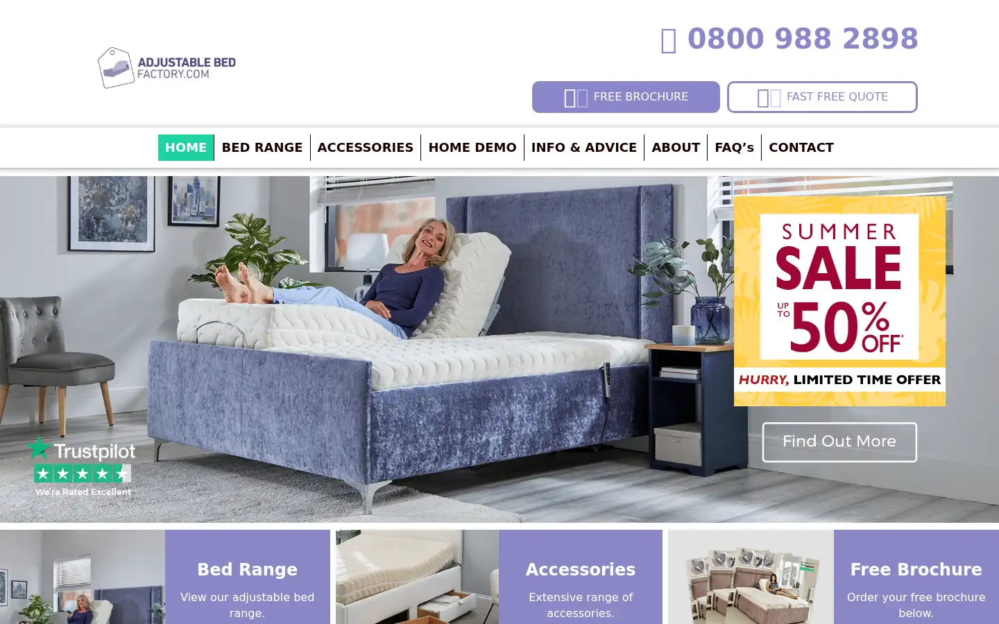 Screenshot of adjustablebedfactory.com