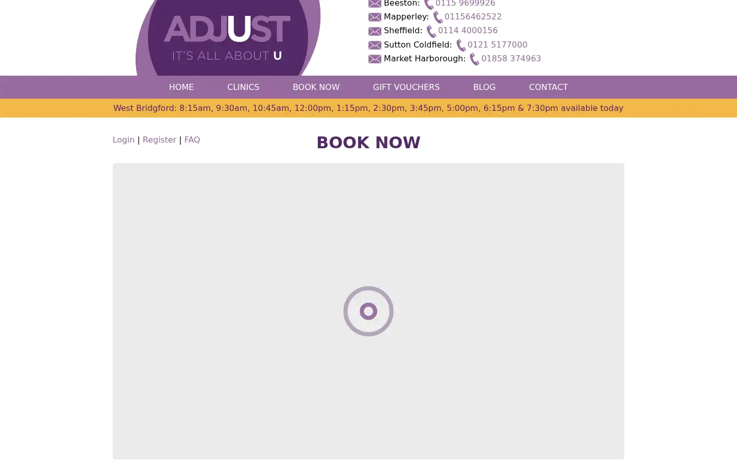 Screenshot of adjustmassage.co.uk