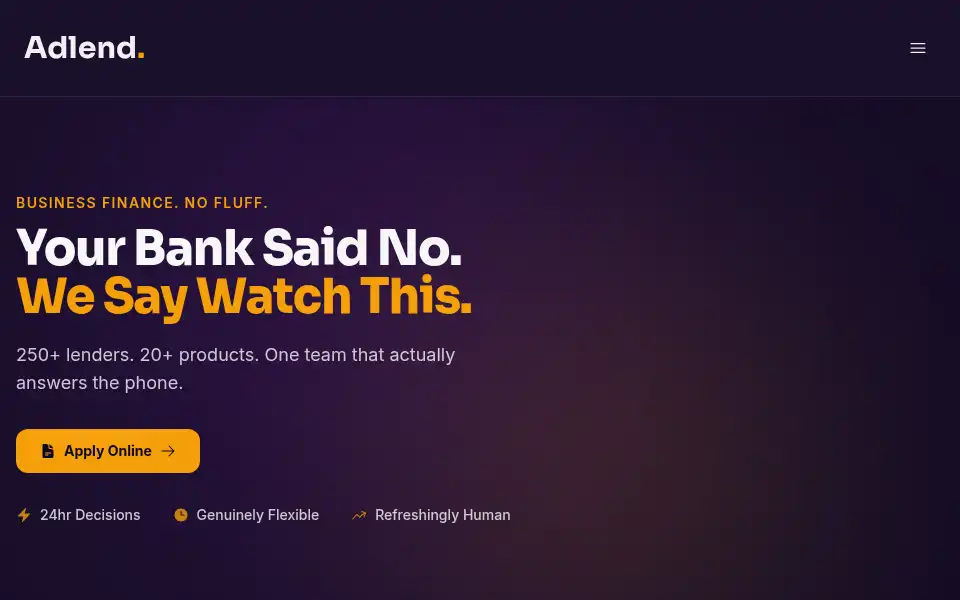 Screenshot of adlend.co.uk