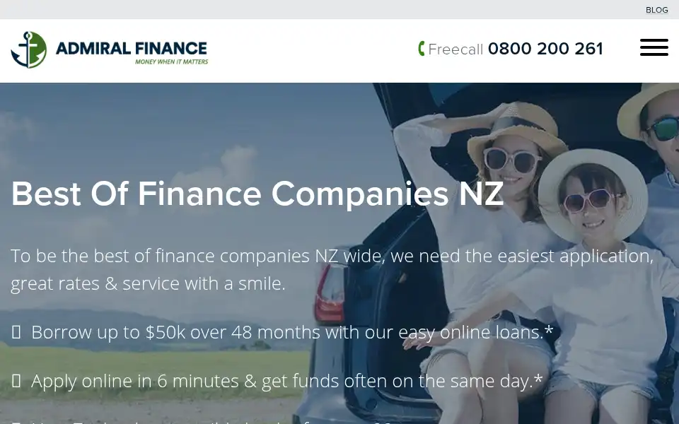 Screenshot of admiralfinance.co.nz