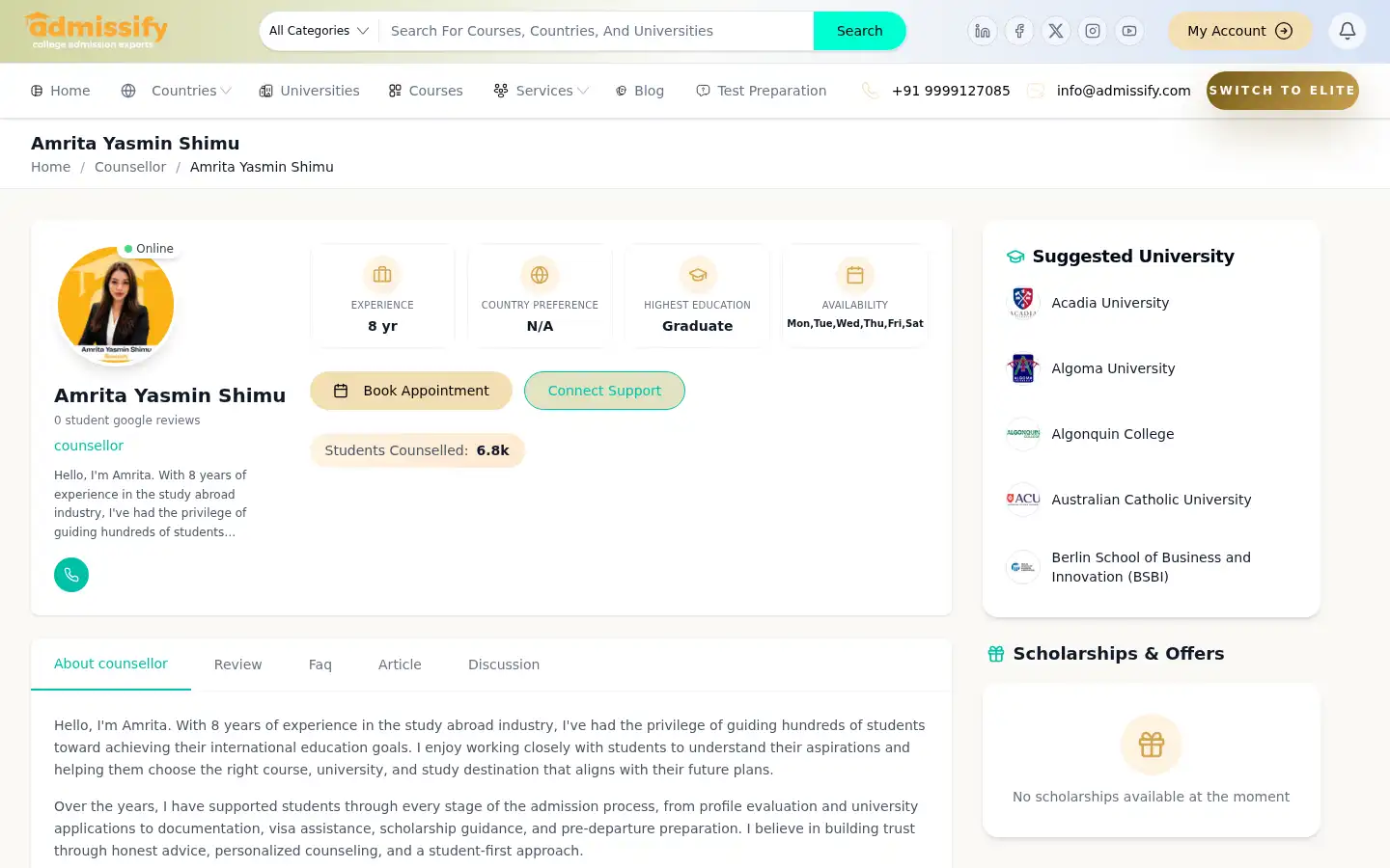 Screenshot of admissify.com