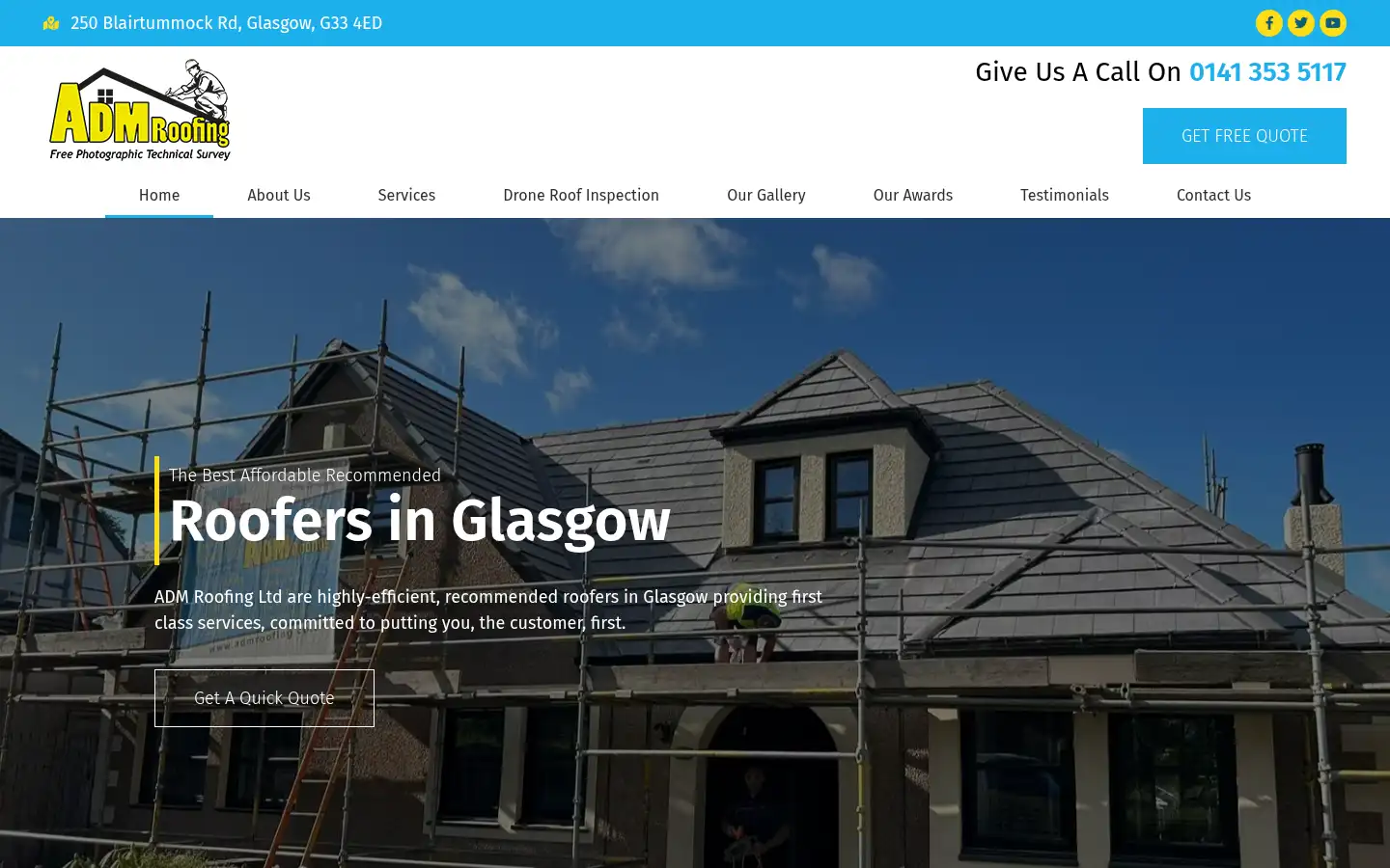 Screenshot of admroofingscotland.co.uk