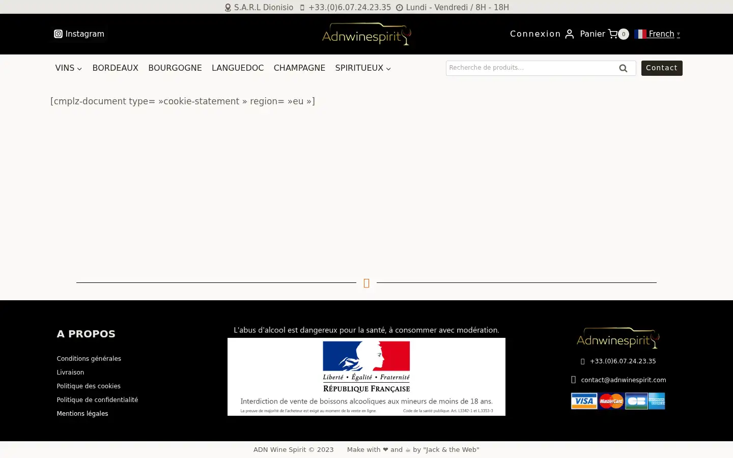 Screenshot of adnwinespirit.com