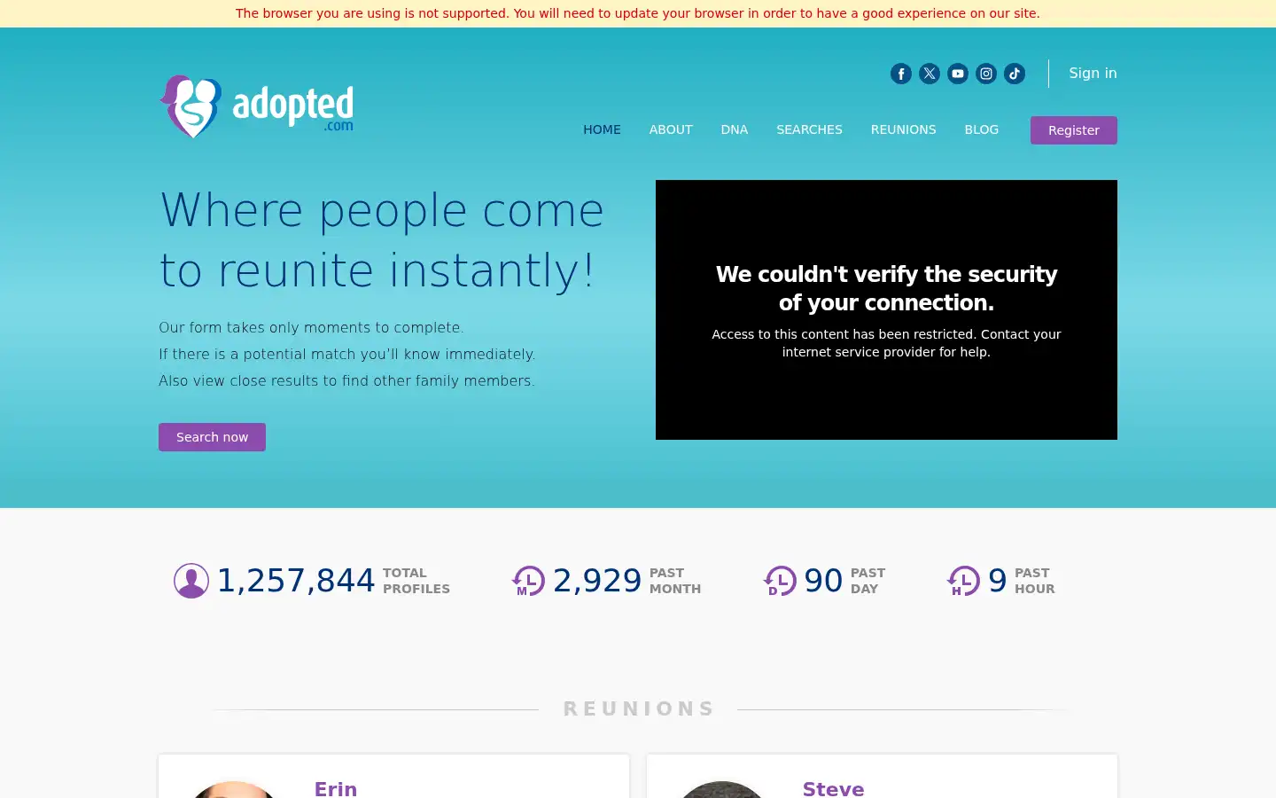 Screenshot of adopted.com