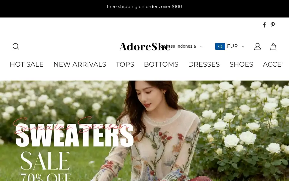 Screenshot of adoreshe.com