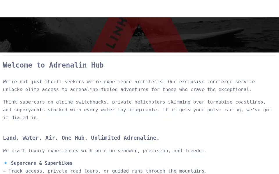 Screenshot of adrenalinhub.com