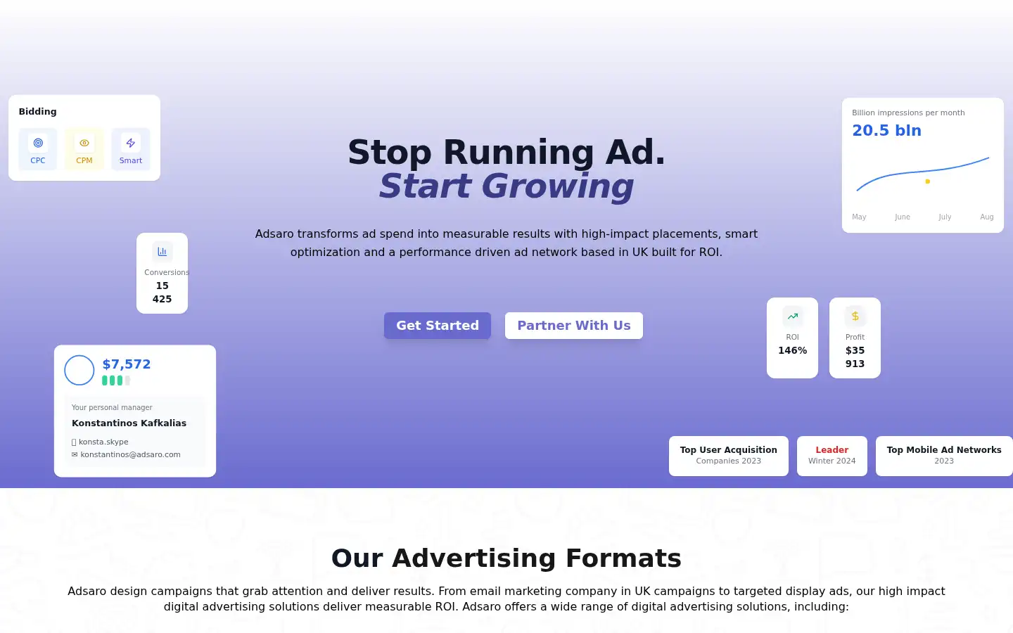 Screenshot of adsaro.com