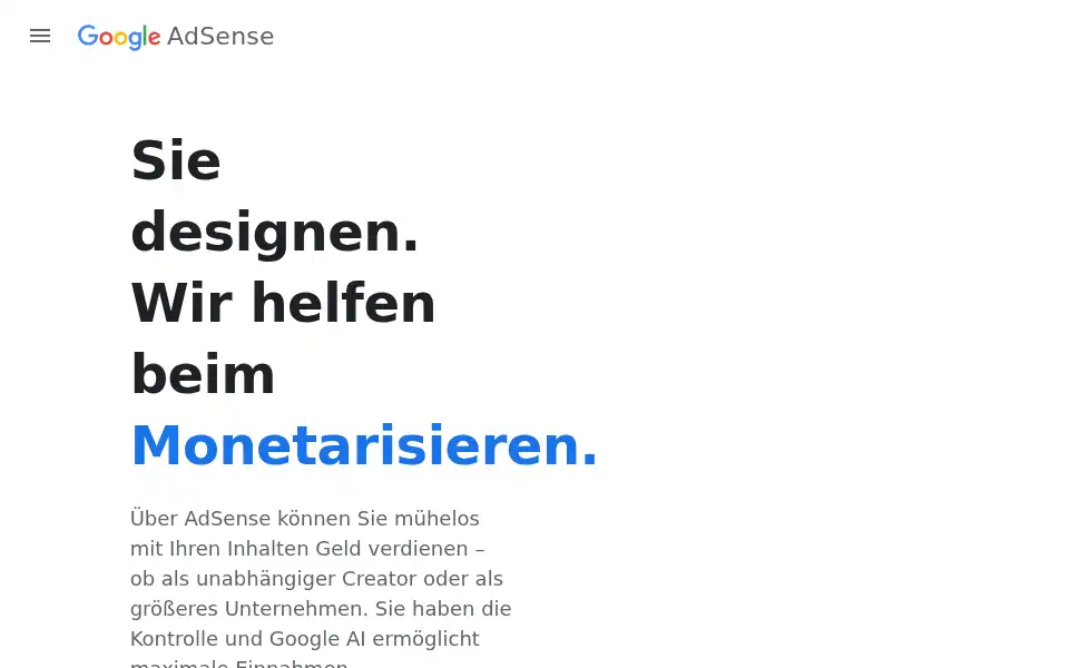 Screenshot of adsense.google.com
