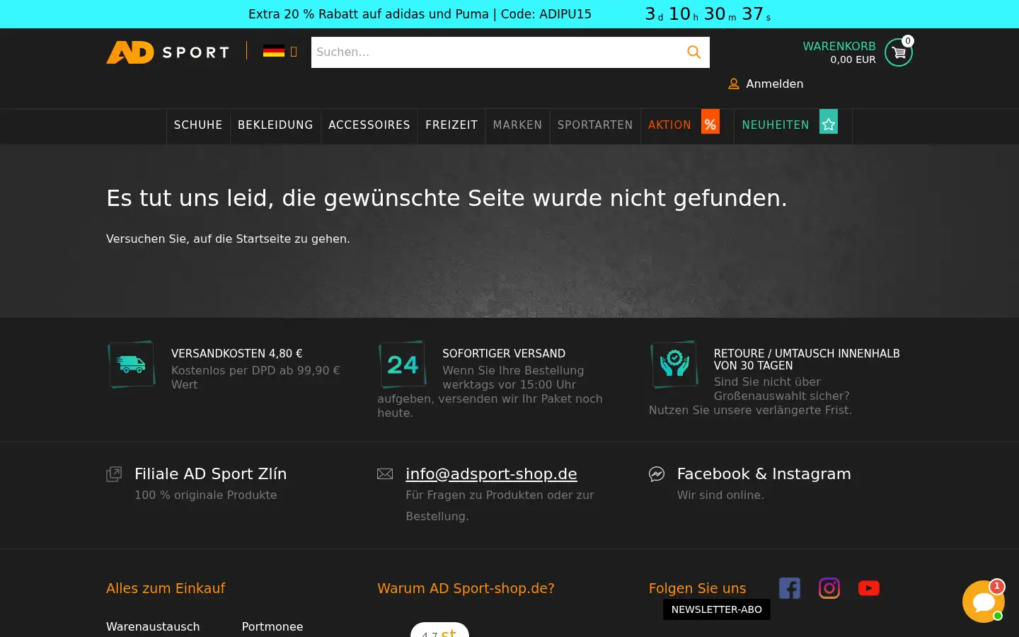 Screenshot of adsport-shop.de