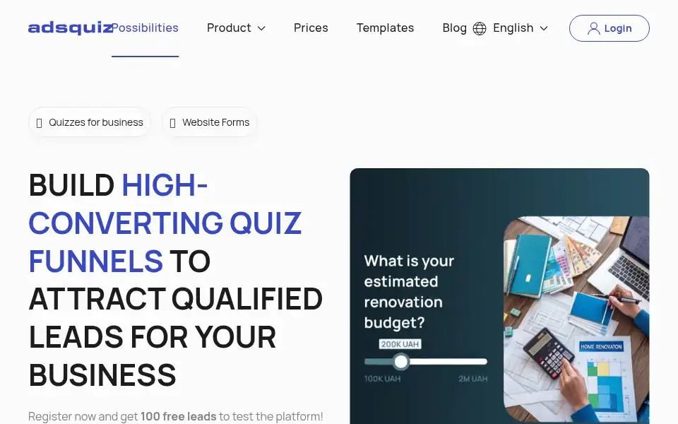 Screenshot of adsquiz.io