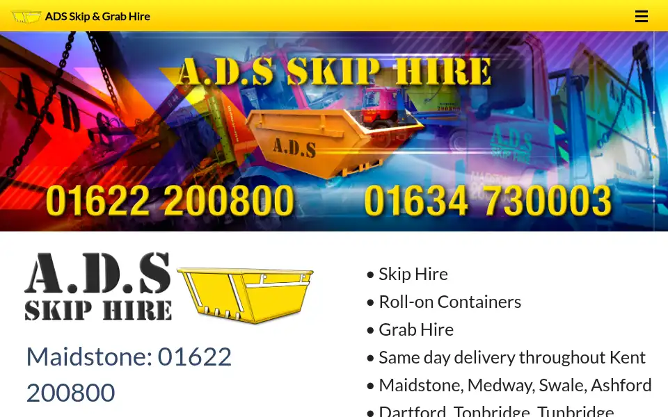 Screenshot of adsskiphire.co.uk