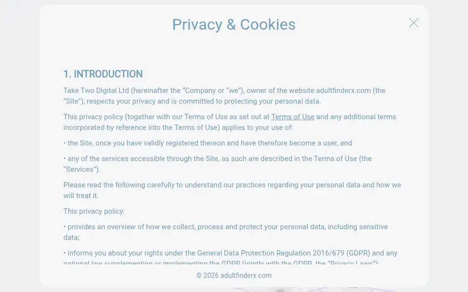 Screenshot of adultfinderx.com