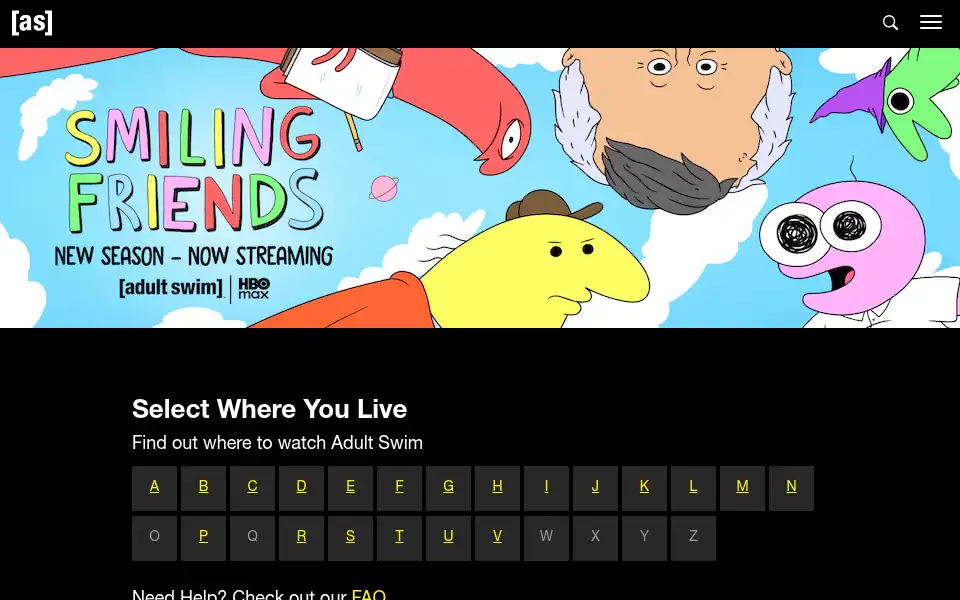 Screenshot of adultswim.com