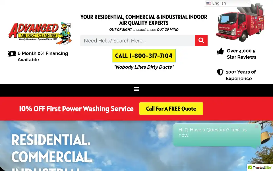 Screenshot of advancedairductcleaning.com