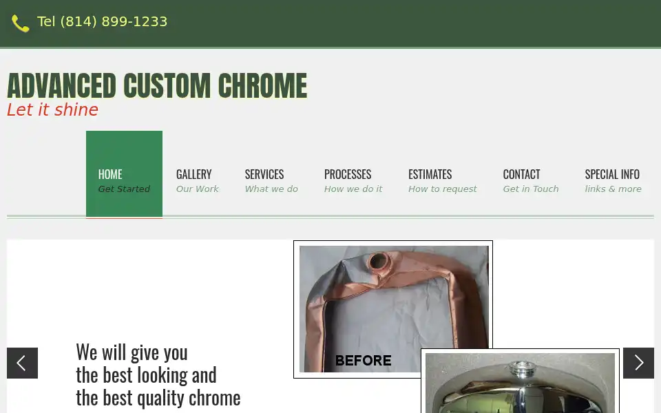 Screenshot of advancedcustomchrome.com