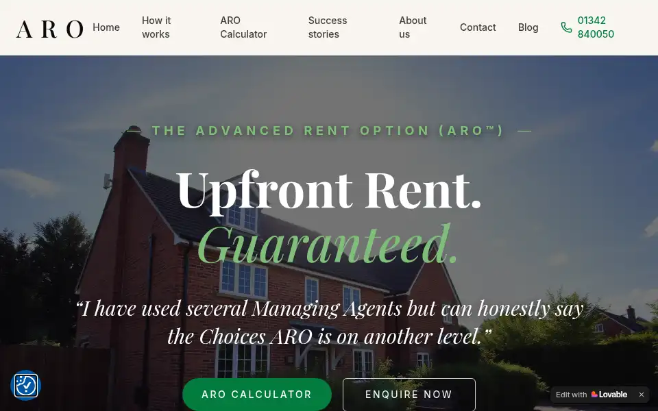Screenshot of advancedrentoption.co.uk