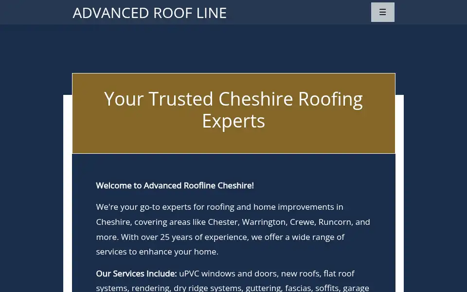 Screenshot of advancedrooflinecheshire.co.uk