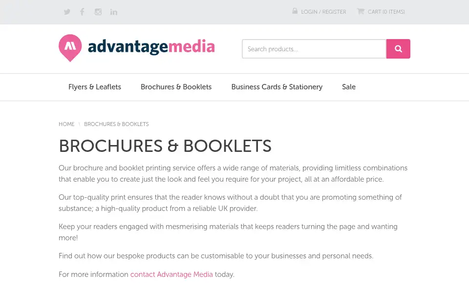 Screenshot of advantagemedia.co.uk