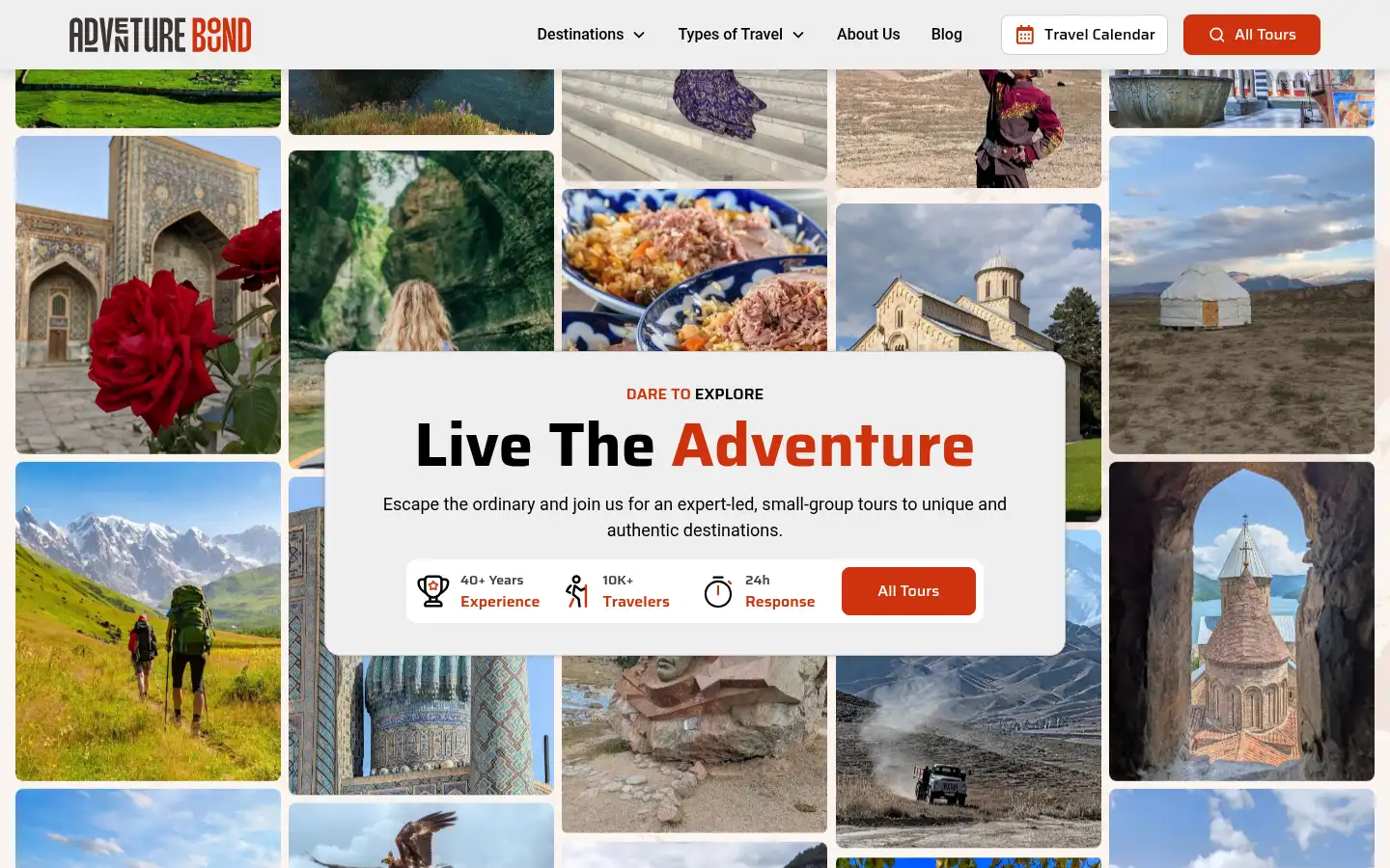 Screenshot of adventurebound.travel