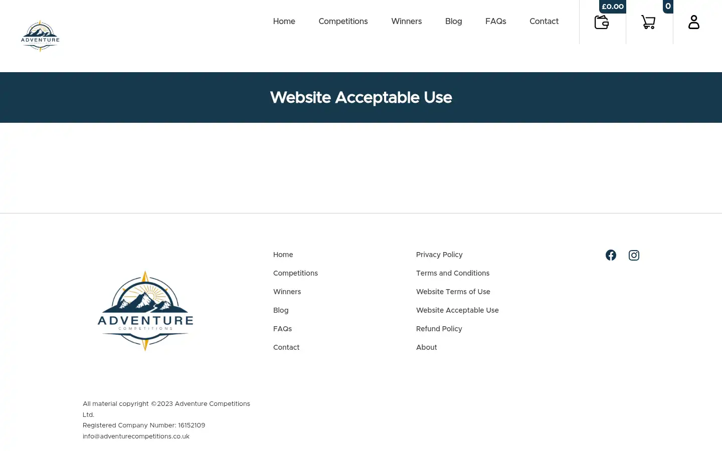 Screenshot of adventurecompetitions.co.uk