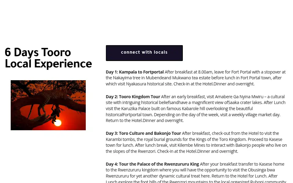 Screenshot of adventureswithlocals.com