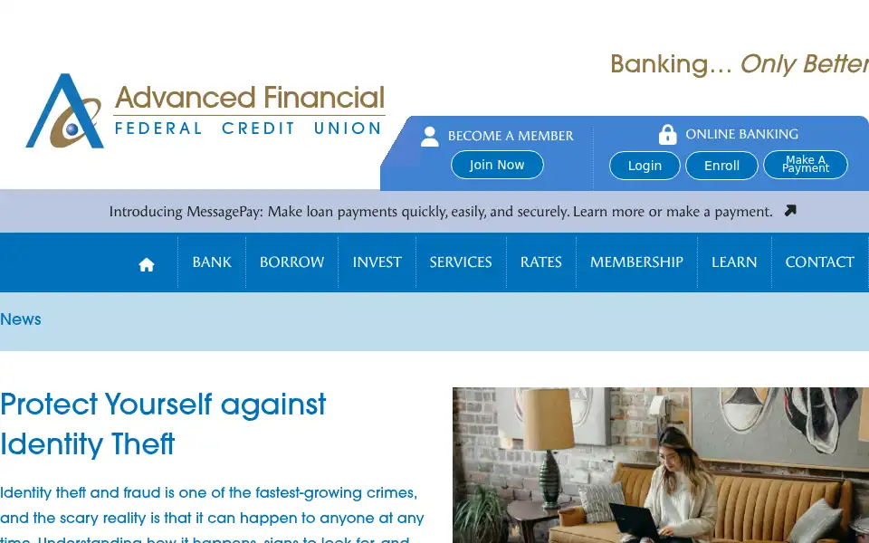 Screenshot of advfinfcu.com