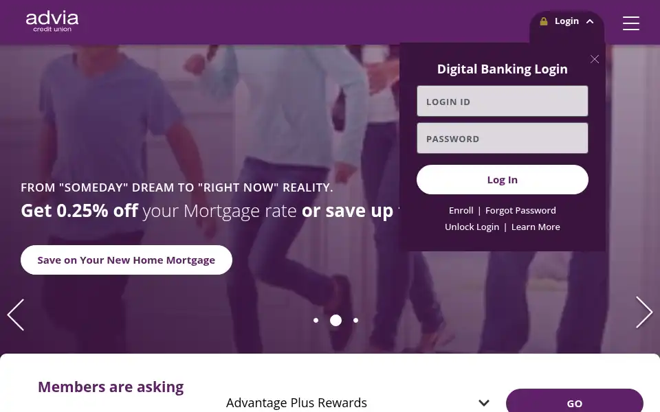 Screenshot of adviacu.org