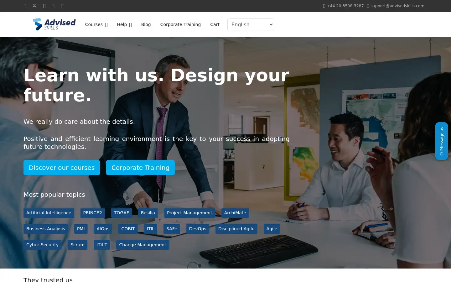 Screenshot of advisedskills.com