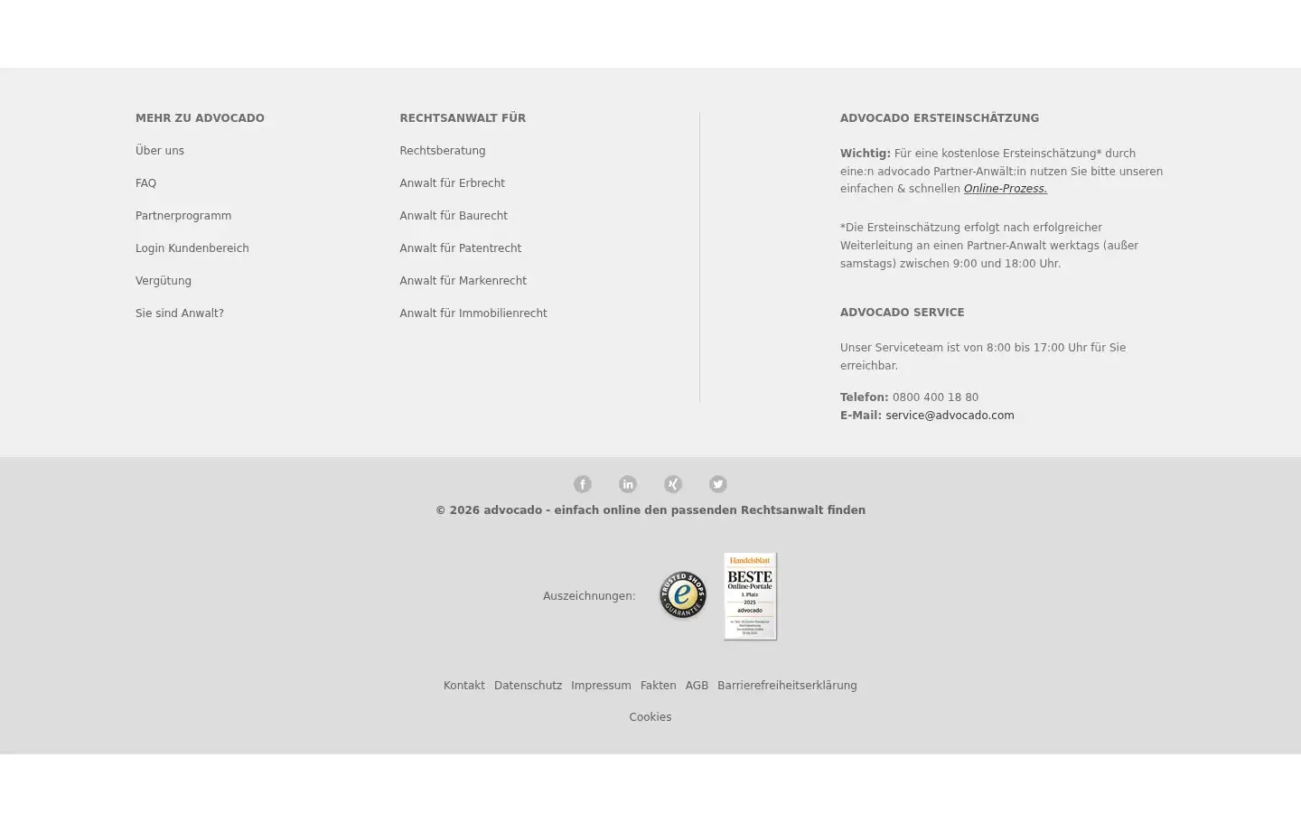 Screenshot of advocado.de