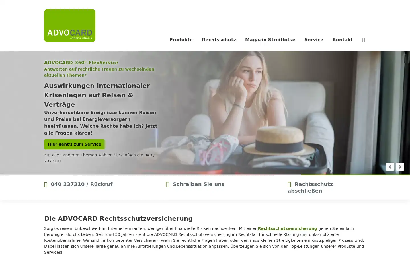 Screenshot of advocard.de