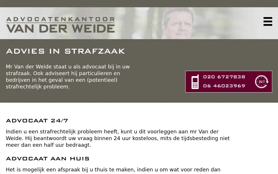 Screenshot of advocatenkantoorvanderweide.nl