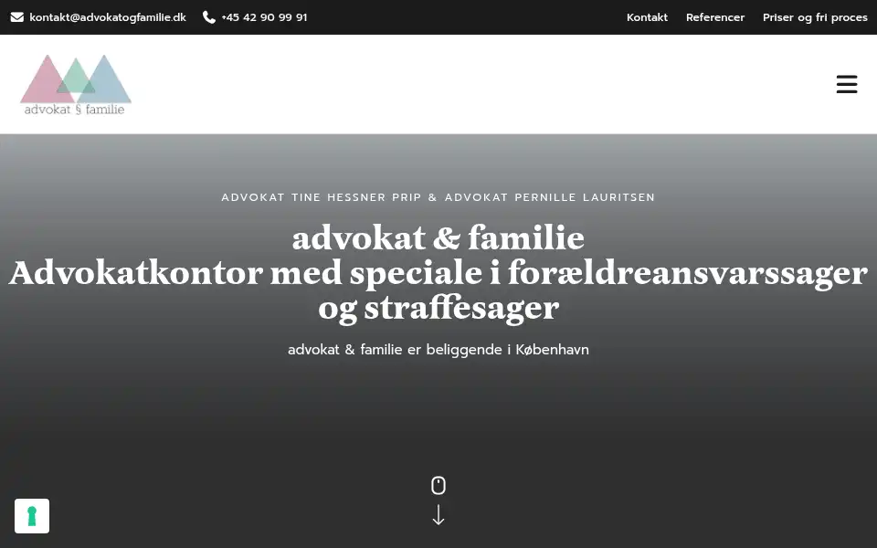 Screenshot of advokatogfamilie.dk