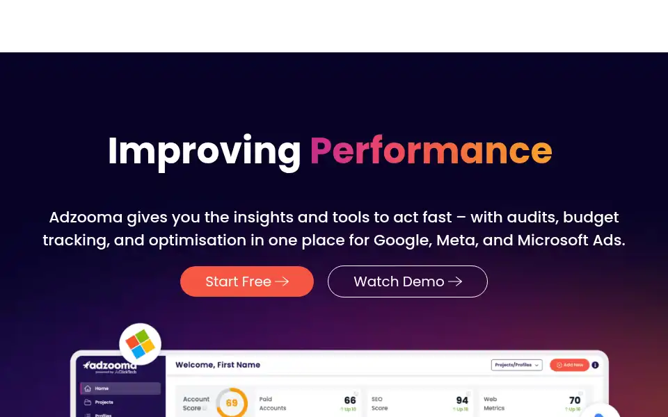 Screenshot of adzooma.com