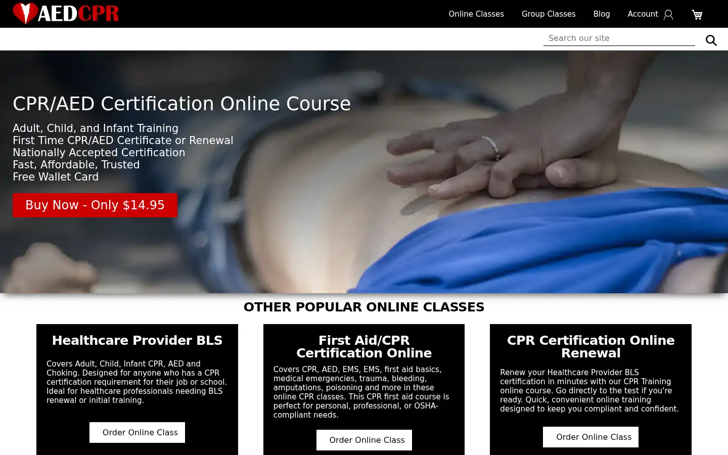 Screenshot of aedcpr.com
