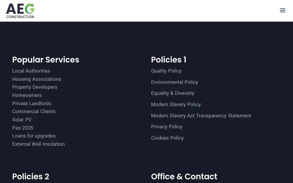 Screenshot of aegconstruction.co.uk
