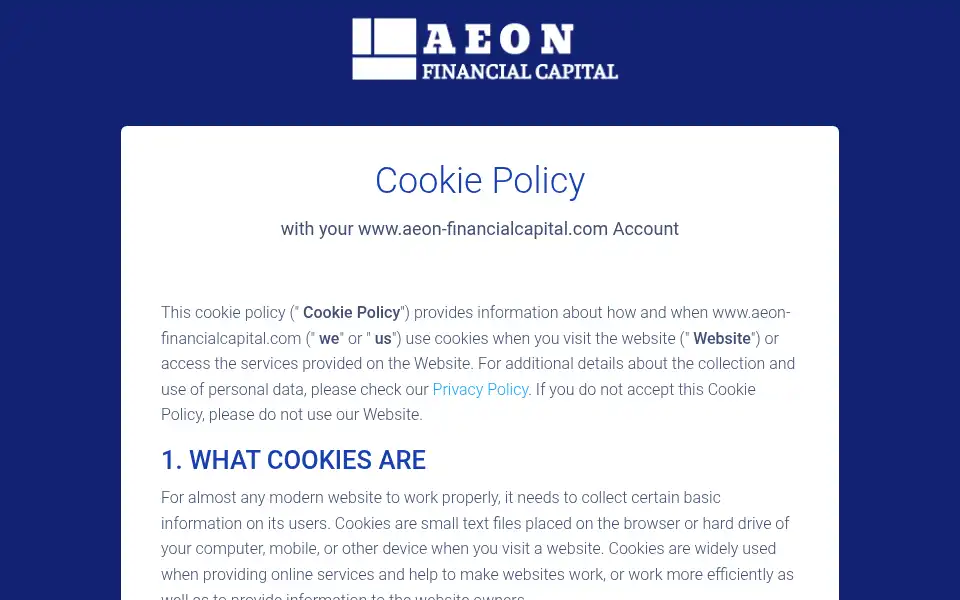 Screenshot of aeon-financialcapital.com