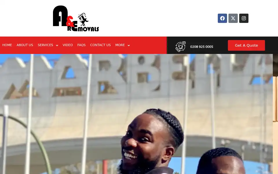 Screenshot of aeremovals.com