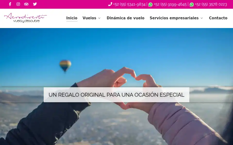 Screenshot of aerodiverti.com.mx
