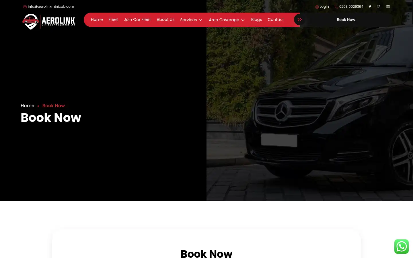 Screenshot of aerolinkminicab.com