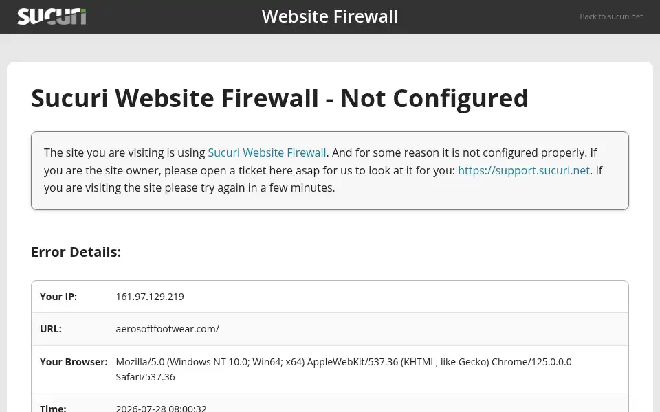 Screenshot of aerosoftfootwear.com