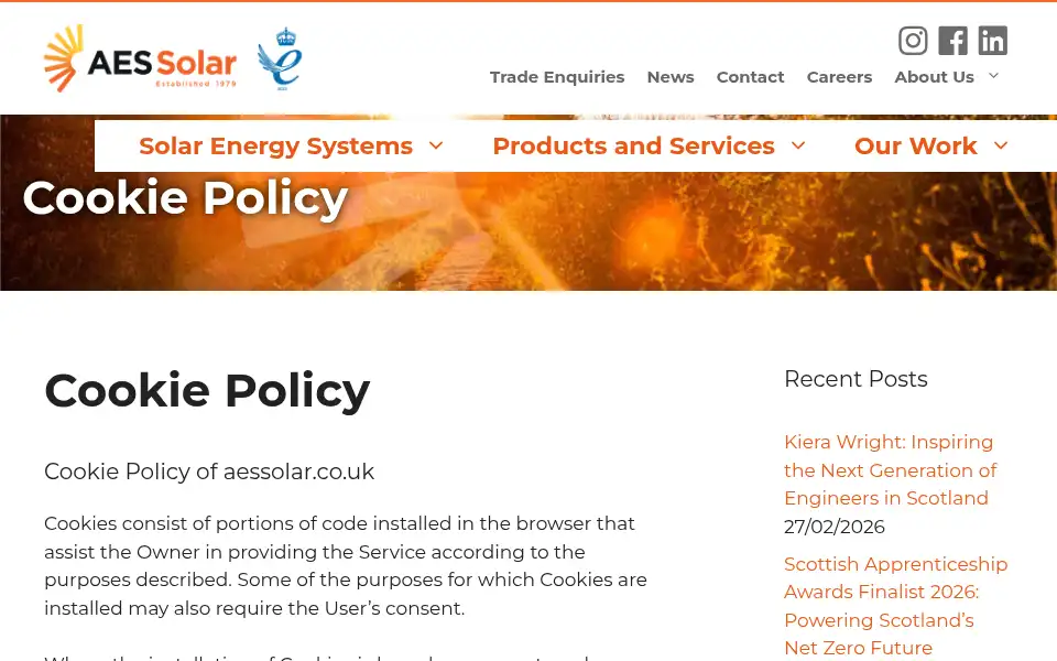 Screenshot of aessolar.co.uk