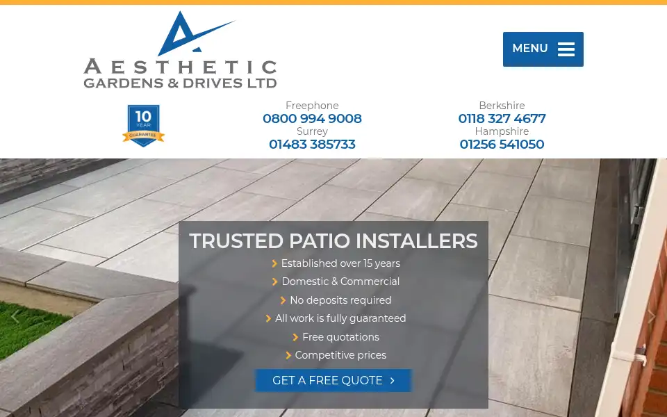 Screenshot of aestheticgardensanddrives.co.uk