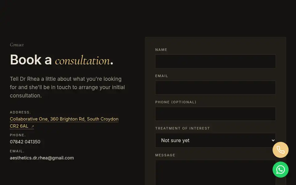 Screenshot of aesthetics-dr-rhea.co.uk