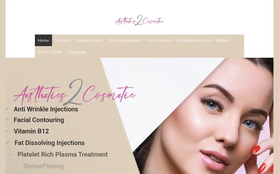 Screenshot of aesthetics2cosmetic.co.uk